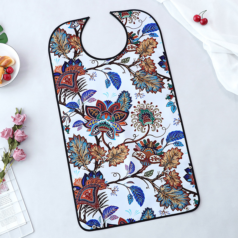 Suministro transfronterizo de ancianos babero de comida Toalla de saliva babero adulto moda en stock fábrica de Ventas Directas logotipo imprimible