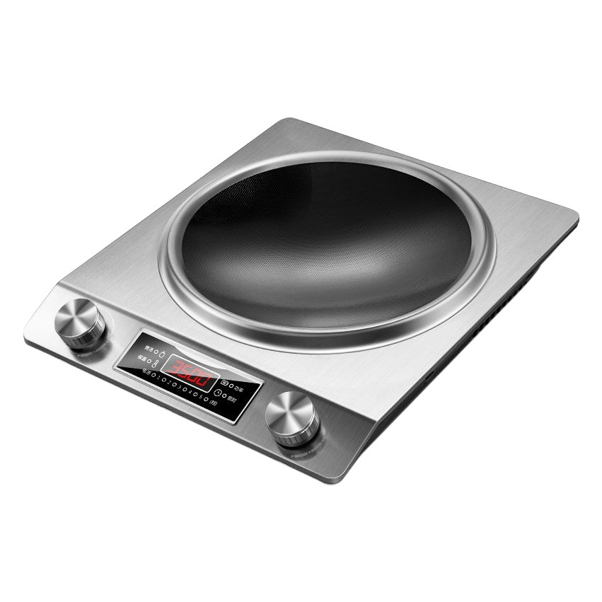 Cocina de inducción para uso doméstico, nuevo modelo con superficie cóncava, alta potencia para cocinar, estufa comercial a batería, juego completo para uso doméstico con olla, estufa de fuego potente.