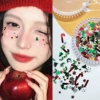 D44 Рождественская пластина с пайетками, жемчужинами и круглыми стразами