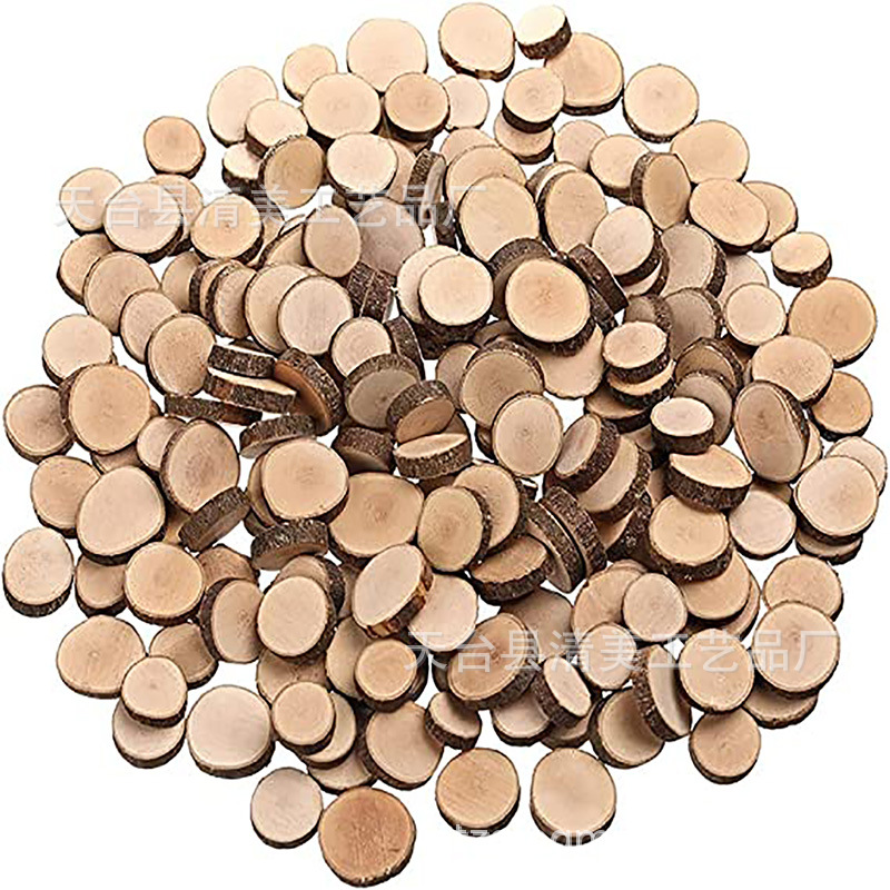 Redondo con agujero con corteza de tiro pastoral apoyos artesanías niños pintados a mano graffiti anual redondo rebanadas chips de madera de pino