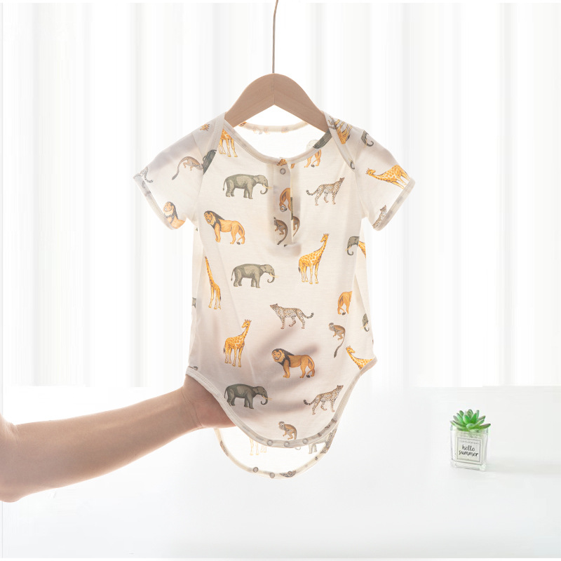 Bebé frío bambú algodón abrigo de verano bebé hombre y mujer ropa de aire acondicionado delgada camiseta de manga corta camiseta de escalada