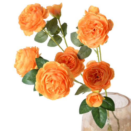 Simulated Peony Three-headed Peony Camellia Rose Silk Artificial Flower Wedding Ceremony Hall Hotel Home Decoration Ornaments