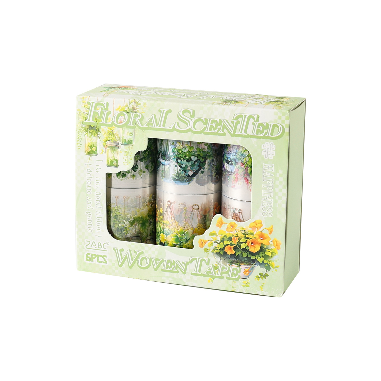 Serie de correas florales Pet tema floral cinta de caja material de decoración de bricolaje cinta de tienda de mano de paisaje de collage