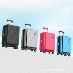 20inch 拡張可能な純粋な PC 素材フロントオープンカバービジネススーツケース搭乗ポータブルトロリーケース tsa 税関ロック