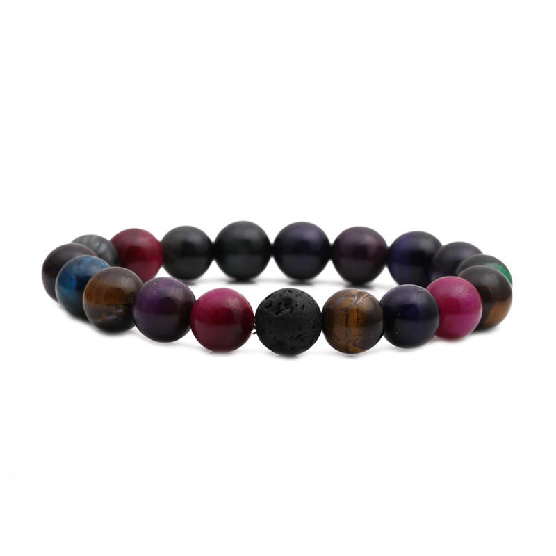 Fashion mixed color volcanic stone bracelet