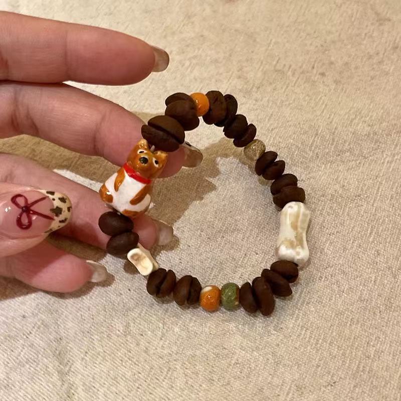咖啡豆手串很醒脑手工款串珠百搭男款手串女生小众设计手链情侣款|undefined