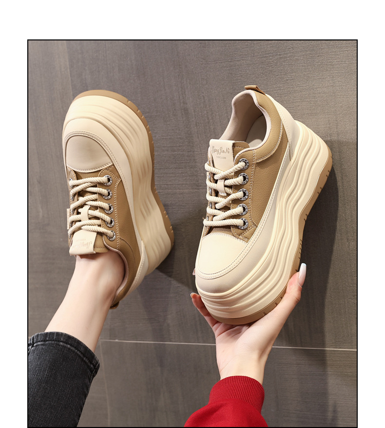 Giày sneaker nữ đế dày độn cao bên trong phiên bản cơ bản dễ phối — Màu đen chi tiết 17