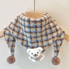 围巾围脖百搭儿童三角巾秋冬婴幼儿卡通脖套保暖宝宝可爱加厚格子