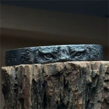 道系青年天下太平手镯传统文化国潮复古手工雕刻开口手环男士配饰