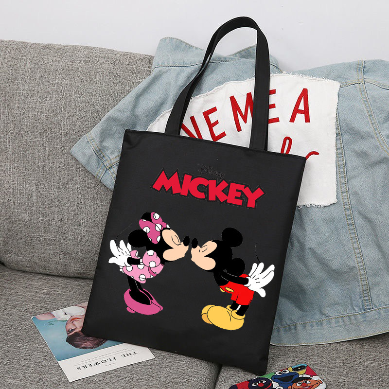 Mickey Minnie Mouse impreso bolsa de lona bolso de hombro bolso plegable bolso de compras