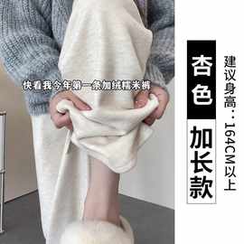 糯米裤女秋高腰垂感宽松显瘦百搭加绒加厚直筒休闲阔腿长裤