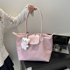 大容量尼龙百搭托特单肩轻便小挂件通勤托特包粉色尼龙包外贸批发