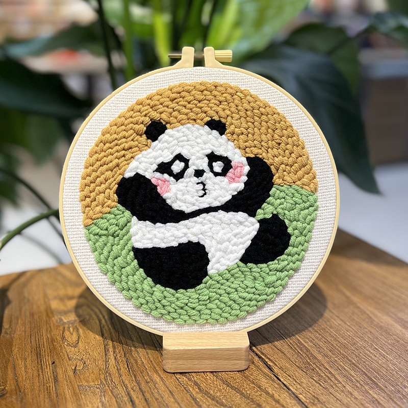 Bordado de punto de lana-Panda 2 (productos no terminados) 20cm imitación bambú estirado-lana gruesa