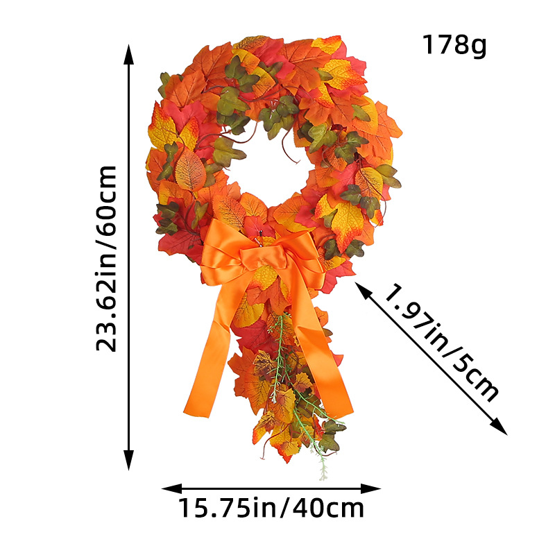 Hong Kong amor transfronterizo estilo de otoño anillo de ratán pared decoración del hogar Festival de la cosecha colgando de la puerta de la guirnalda de hoja de arce