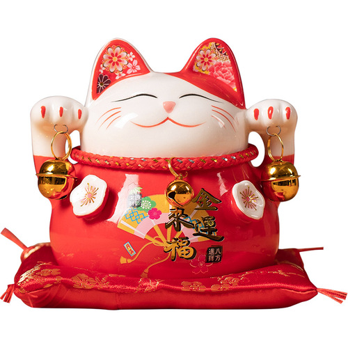 Small lucky cat figurine store opening gift creative coin bank fortune cat cash register front desk 4.5 inches