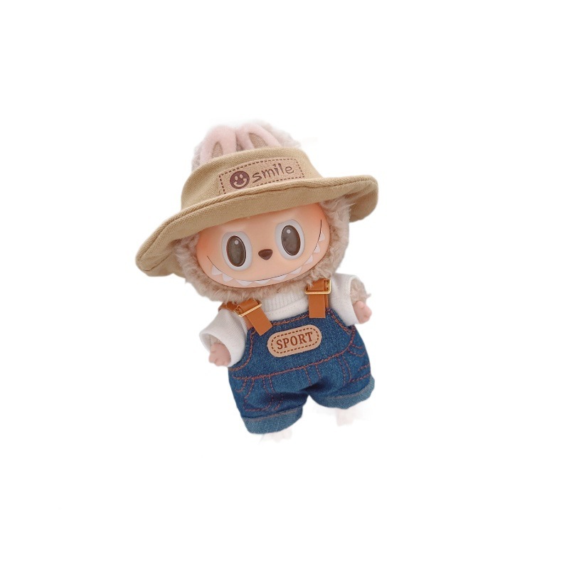 17cmラブブ ラブブビニールベビー服 10cmコットンドール 3歳 Tシャツ 花サスペンダーパンツ オープンキャップ|undefined
