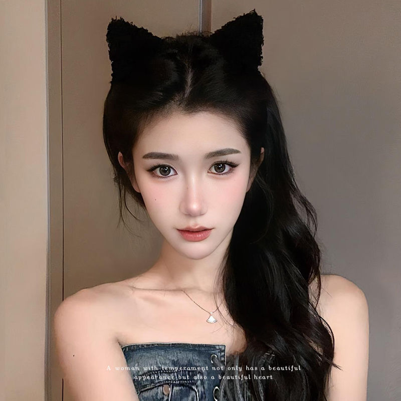 韓国の髪飾りかわいい猫の髪飾り絨毛甘い猫耳髪飾り顔マスク髪飾り|undefined