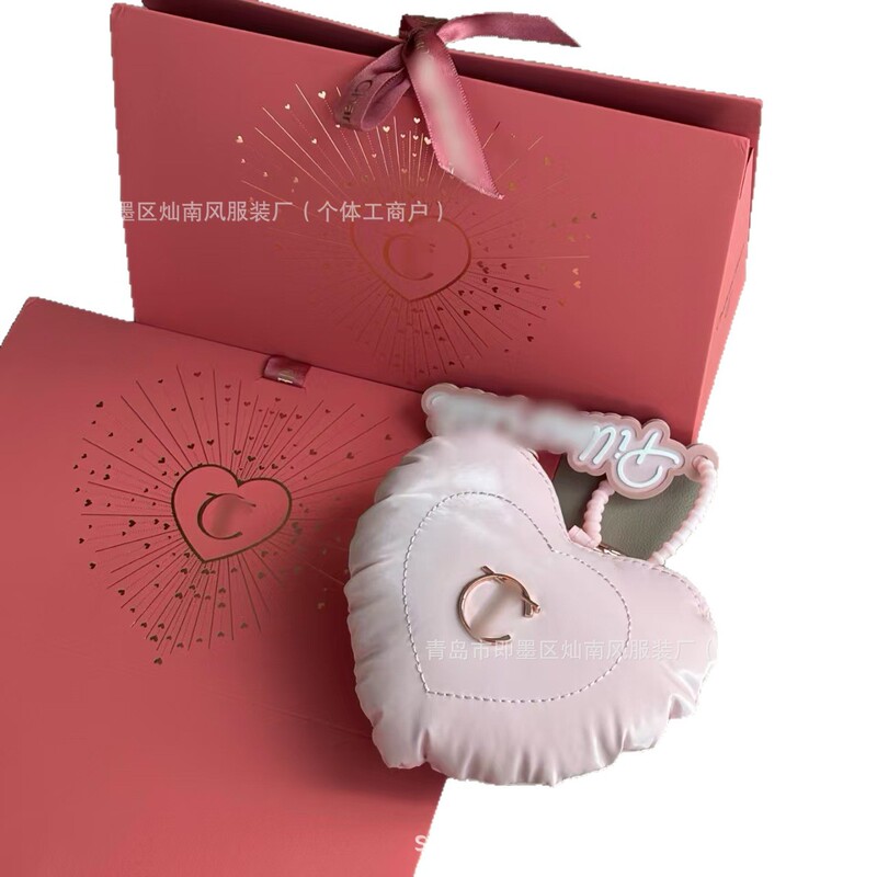 Branded bag with pendant, smooth chubby heart ring for women, ins minimalist style, heart pendant, includes gift bag Branded bag with pendant, smooth chubby heart ring for women, ins minimalist style, heart pendant, includes gift bag