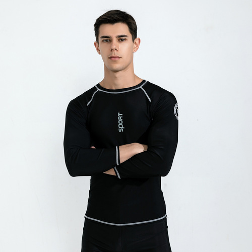 Men's swimsuit suit split long-sleeved sun protection quick-drying fat boy adult large size swimming training suit manufacturer batch