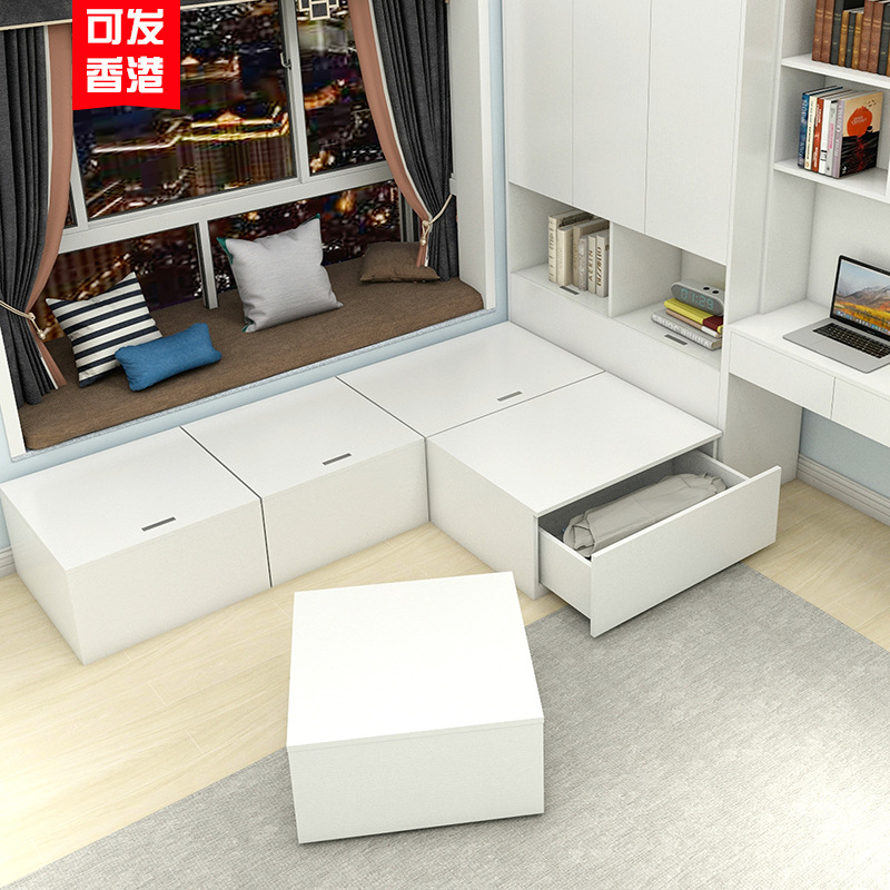 批发可定日式榻榻米床储物箱组合床魔方1.2m米单人床地台床香港小