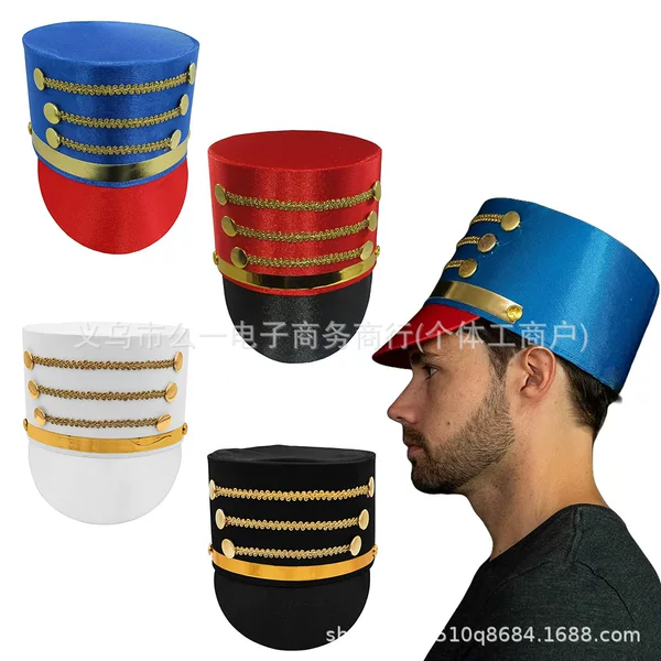 in stock Nutcracker Soldier Hat British Top Barrel Hat Band Performance Honorary Hat Carnival Party COS Doorman