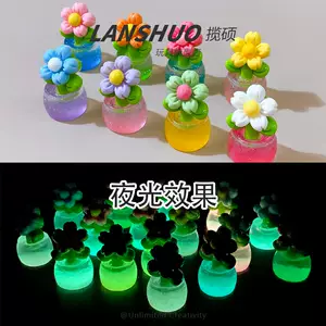 โมเดลกระถางดอกไม้จิ๋ว เรซิ่นเรืองแสง แต่งโต๊ะ แต่งคอนโซลรถ DIY