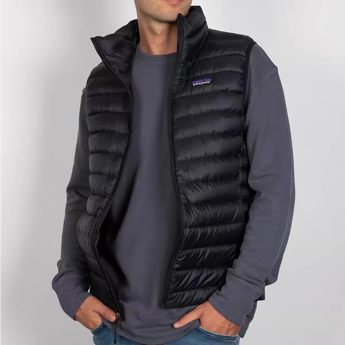 Cross-border Pata foldable American-style outdoor casual ribbed warm stand-up collar down vest