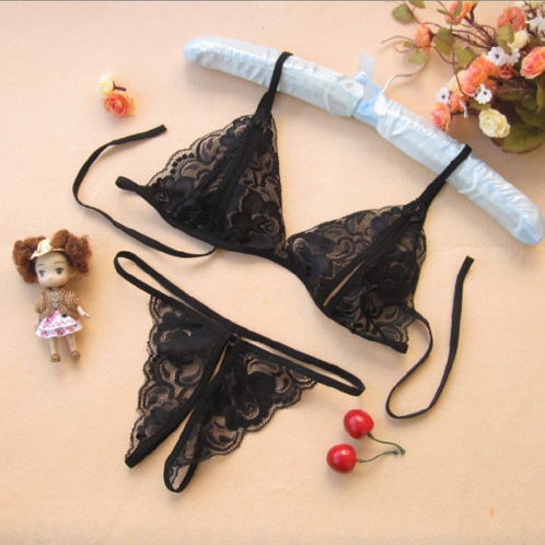Women's Expose Breast, Open Crotch Sexy Lace, Transparent Three-point Sexy Underwear, Open Crotch Underwear Temptation Set_voghion.com