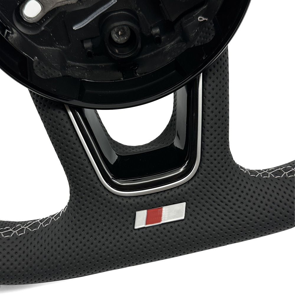 Suitable for Audi A4B9 S model semi-perforated white line steering wheel without paddle shifters, modified with a frame