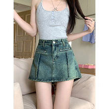 2025年a字高腰超短牛仔裤春季女气质新款裙裤防走光热裤子潮显瘦