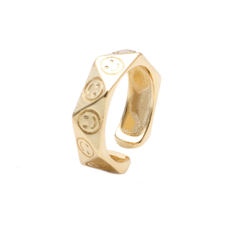 Mode Twisted Chain Button Open Ring display picture 6