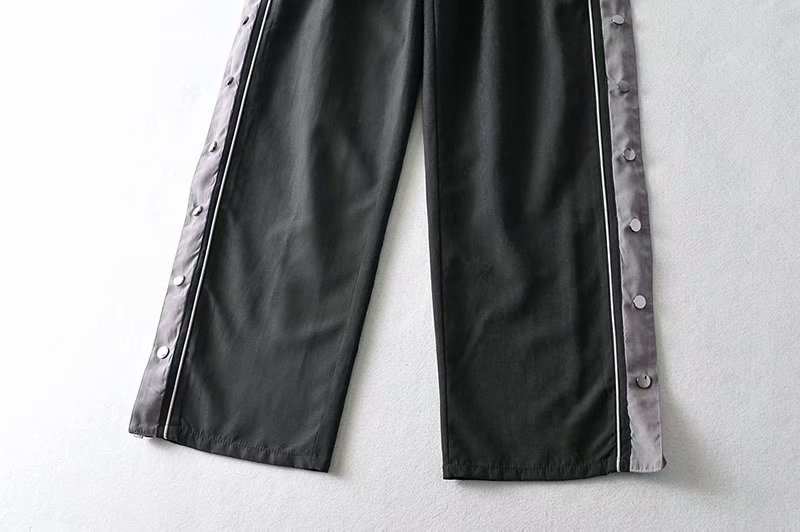 high waist elastic side-breasted sports pants NSAM37560