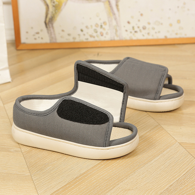 Middle-aged and elderly foreign trade plus size walking widened adjustable high instep fat swollen wide feet parents non-slip summer slippers