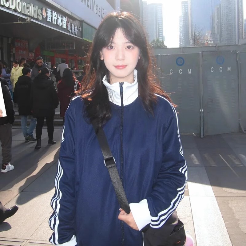 黑色三条杠外套女棒球服韩系早秋季穿搭秋装女款立领夹克运动上衣|undefined