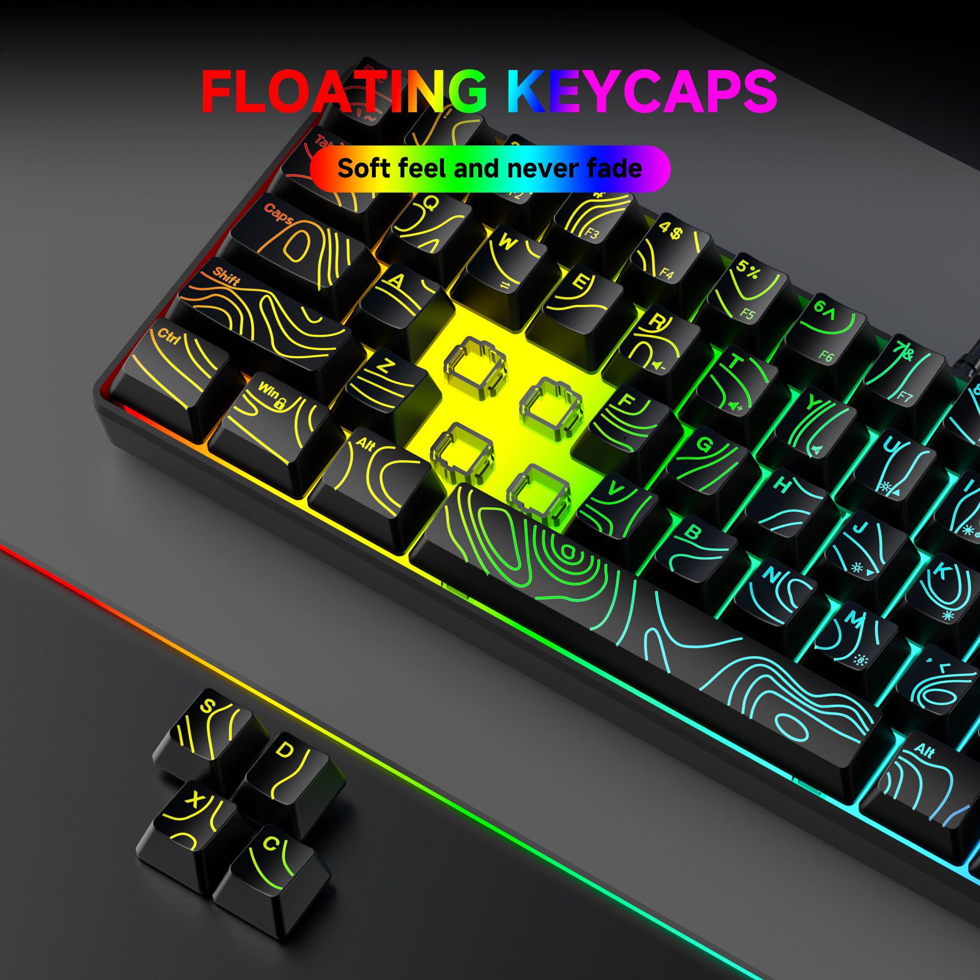61 tuşlu RGB oyun kablolu klavye ve fare seti renkli MINI mekanik olmayan film siyah beyaz bilgisayar klavyesi