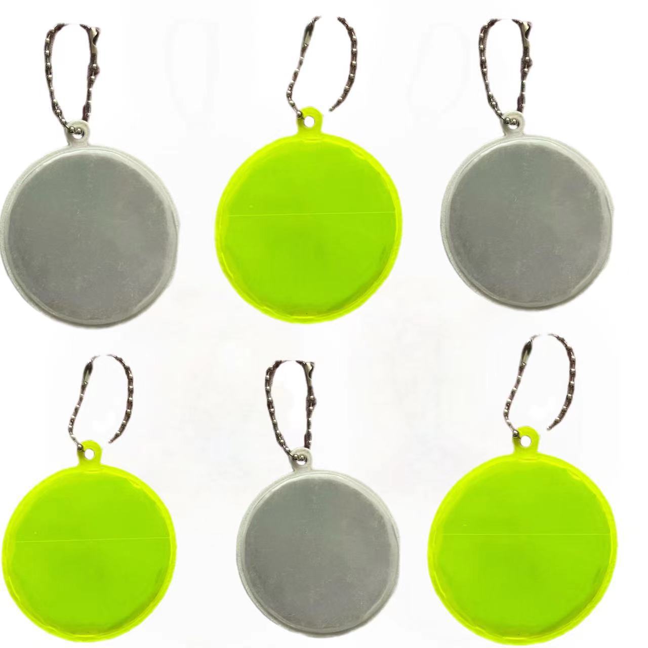 Colgante redondo reflectante transfronterizo llavero de luz nocturna placa de seguridad