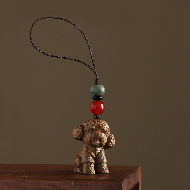 녹색 백단향 테디 개 펜던트