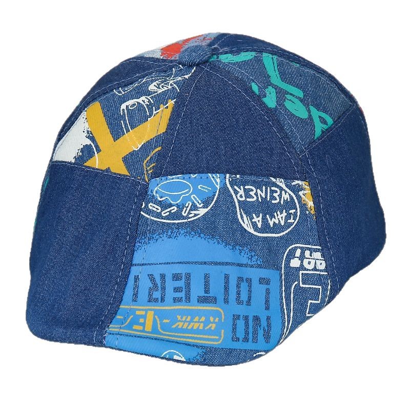 Boina infantil primavera y otoño chico guapo sombrero de marea bebé británico bordado gorro de lengua gorro de vaquero lavado para niños