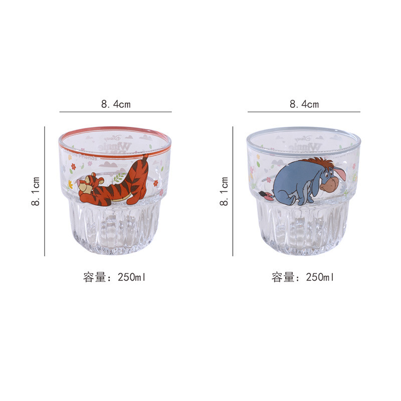 卡通竖纹玻璃杯少女心高颜值水杯家用创意冷饮杯儿童手握杯伴手礼|undefined