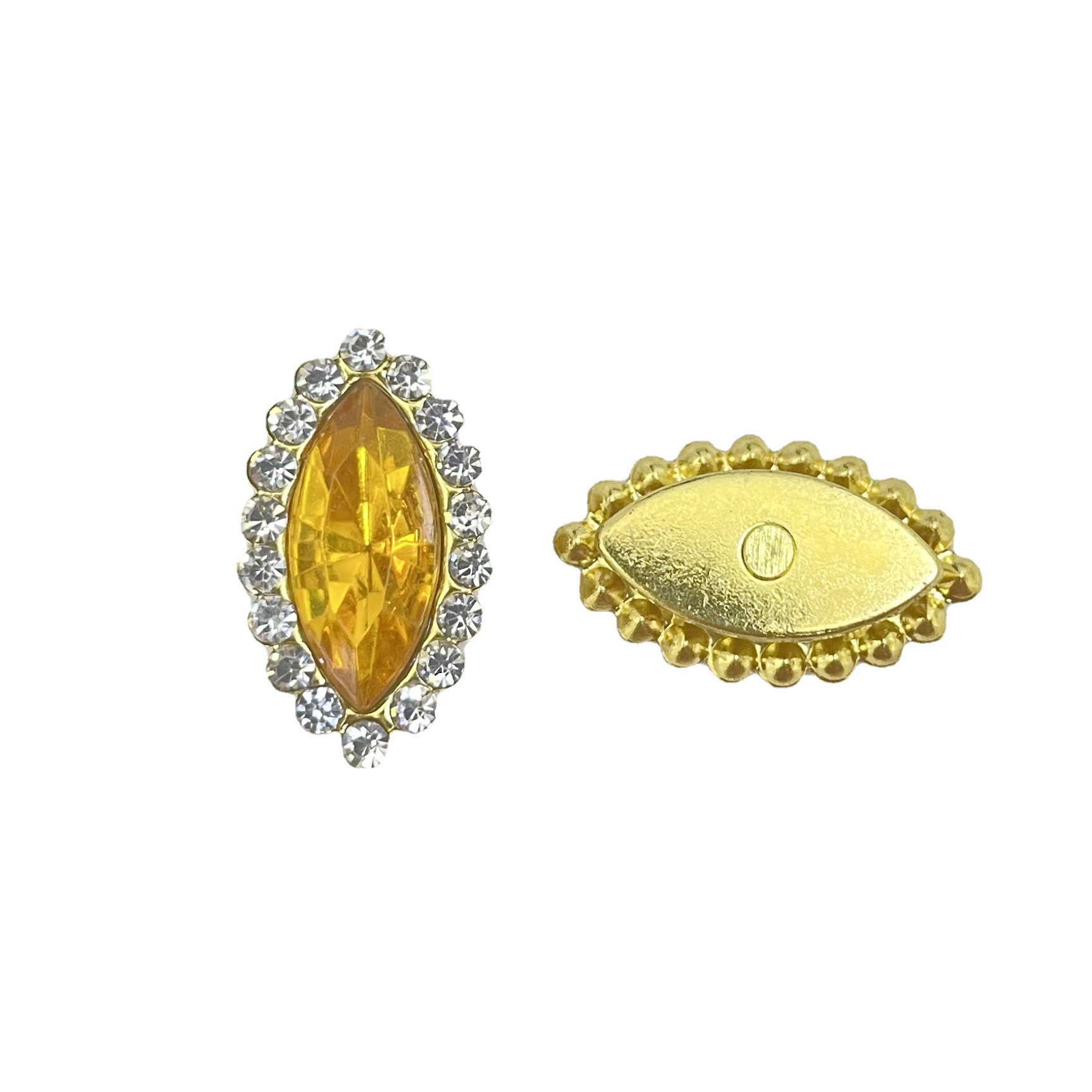 Fábrica al por mayor Ojo de caballo girasol doble capa plana mano costura diamante corazón DIY accesorios de la joyería