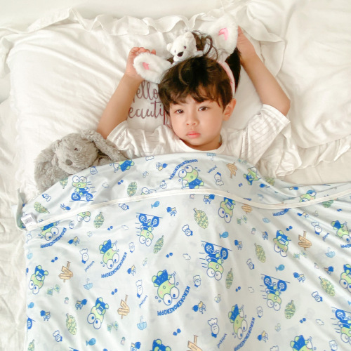  Cooling Summer Ice Silk Blanket Double Layer Children's Bed Cover Cooling Blanket Air Conditioner Toddler Girls Kindergarten Cool Sensation Towel Breathable Cool Sensation Towel