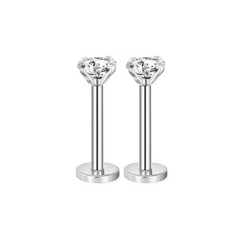 Manufacturer supplies stainless steel zirconia claw lip stud, threaded zirconia inner tooth lip stud, zirconia earring lip ornament lip stud