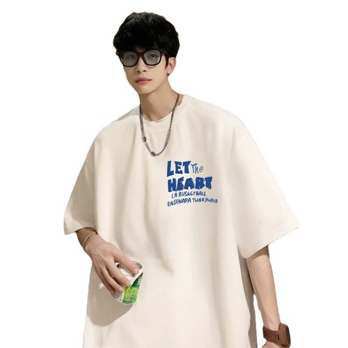 Men's 2025 Summer Ice Silk Thin Short-Sleeve T-Shirt Hong Kong Style Solid Color Loose Heavyweight Ins Short-Sleeve T-Shirt