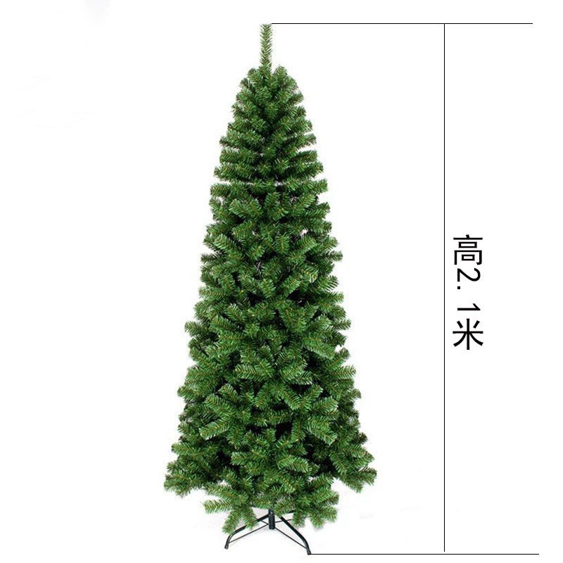 Nueva decoración navideña transfronteriza, árbol de Navidad de PVC realista para hotel, de pie, flocado, con diseño de lápiz, plegable, venta al por mayor de fábrica.