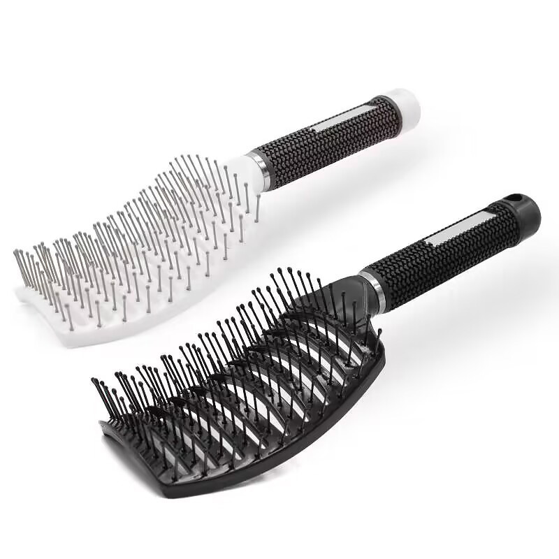 Raíz de cabello curvo, esponjoso, flexión grande, peine de peinado para el cabello, peine de costillas de masaje, peine de pelo rizado largo para hombres y mujeres
