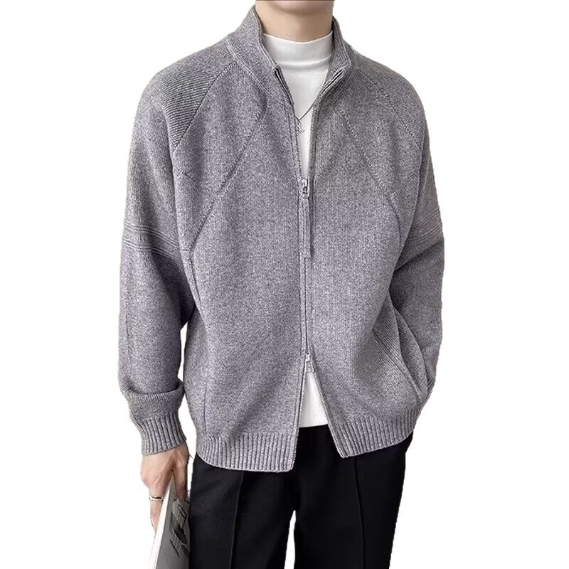Explosiones transfronterizas de tamaño europeo suéter de cremallera doble chaqueta cardigans chaqueta suéter de punto fábrica de negocios al por mayor