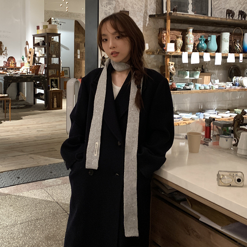 Otoño y invierno bufandas de alta calidad bufandas de nuevo estilo japonés de tejido protector de cuello largo y estrecho bufandas de cuello al por mayor