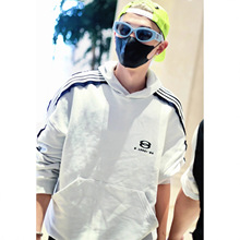 正确版本原标巴黎B家鹿晗同款徽标刺绣五道杠贴布运动连帽卫衣