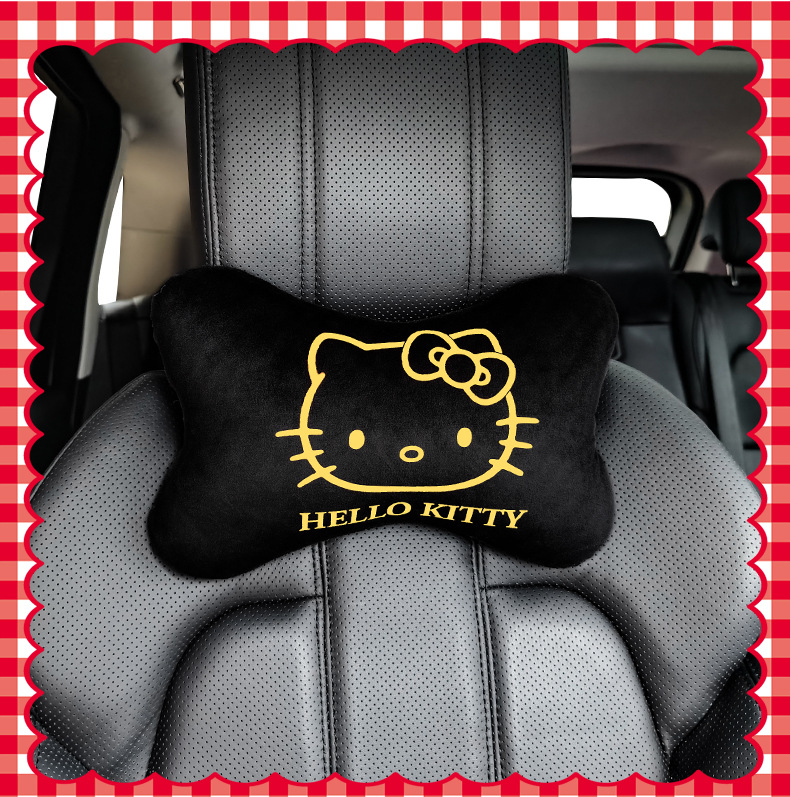 Hellokitty Car Pillow Cute Cartoon Car Headrest Neck Pillow Popular Leather Pillow Bone Pillow for Women
