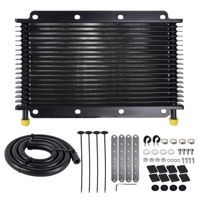 Car Modified Transmission Oil Cooler Aluminum Alloy Radiator Engine Fin-Type Cooler 19 Rows 25 Rows 32 Rows (car radiator) - 19-rows-black-with-accessories